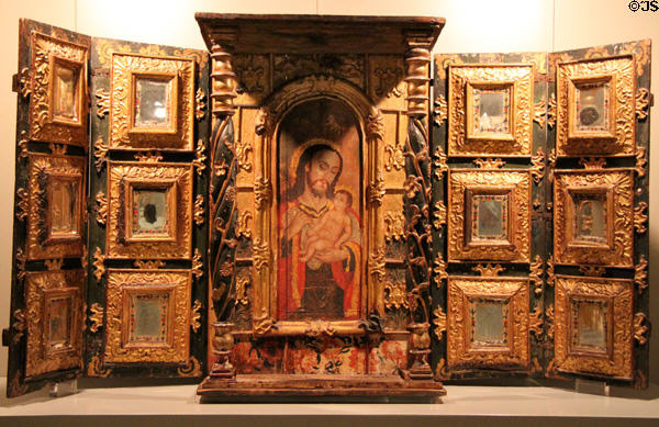 Portable altarpiece used by Spanish military officer (17thC) from Colombia at Museum of America. Madrid, Spain.