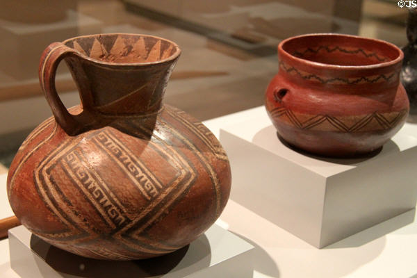 Arica culture ceramic vessel with geometric decoration (1100-1450) from Chile at Museum of America. Madrid, Spain.