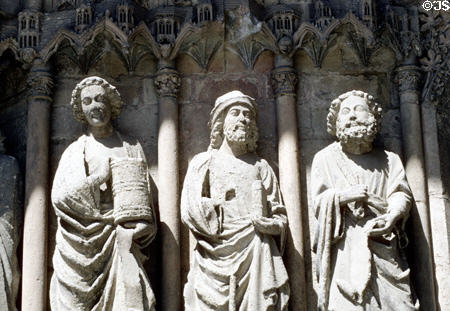 Carving of Saints on Cathedral Santa Maria. Leon, Spain.