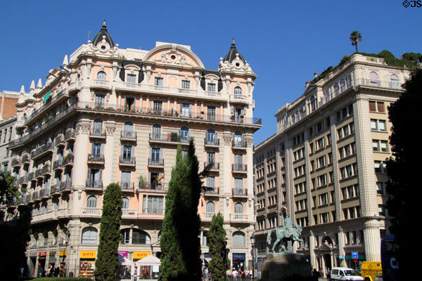 Buildings on Berenguer Square & Via Laietana. Barcelona, Spain.
