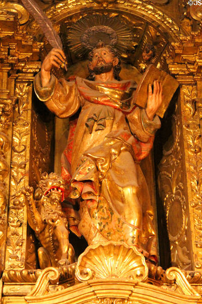 Detail of Evangelist St Mark altarpiece (1683-92) by Bernat Vilar at Barcelona Cathedral. Barcelona, Spain.