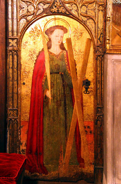 St Eulalia panel from St Clair & St Catherine altarpiece (1688) by Miquel Nadal & Pere Garcia de Benavarri at Barcelona Cathedral. Barcelona, Spain.