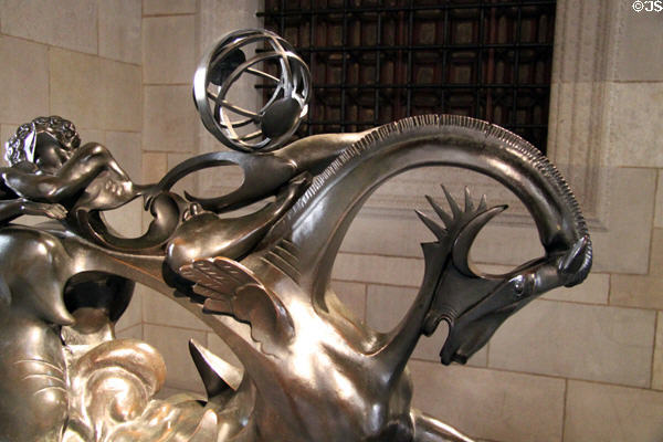 Sculpture by Pau Gargallo at Barcelona City Hall. Barcelona, Spain.