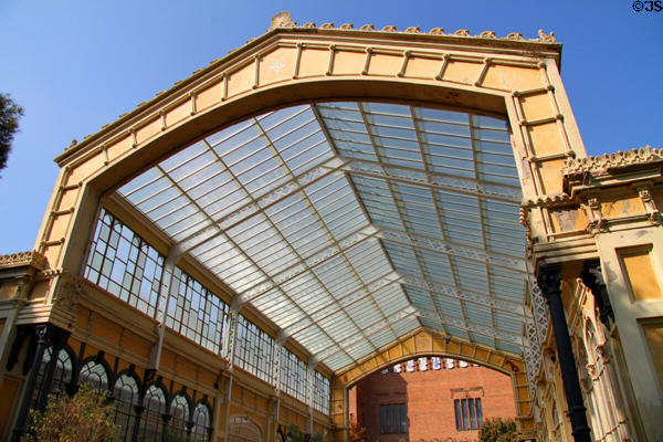 Central span of glass roof of Hivernacle. Barcelona, Spain.