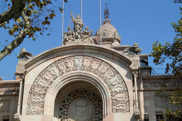 Palace of Justice portal details (1888). Barcelona, Spain.