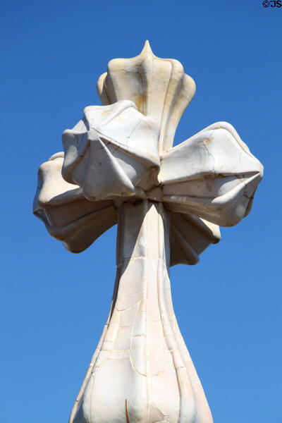 Gaudi's four-armed cross atop at Casa Batlló. Barcelona, Spain.