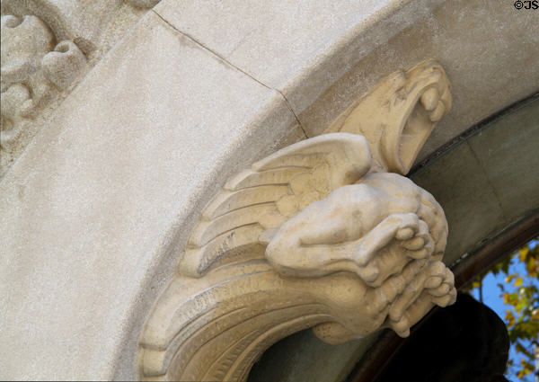 Flying lion creature carved on Casa Lleó Morera. Barcelona, Spain.