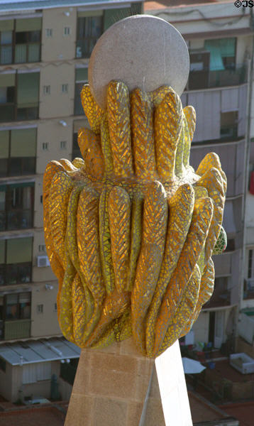 Finial wheat atop Sagrada Familia. Barcelona, Spain.