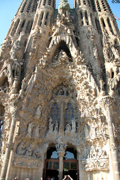 Nativity Facade (started 1893) by Antoni Gaudí at Sagrada Familia. Barcelona, Spain.