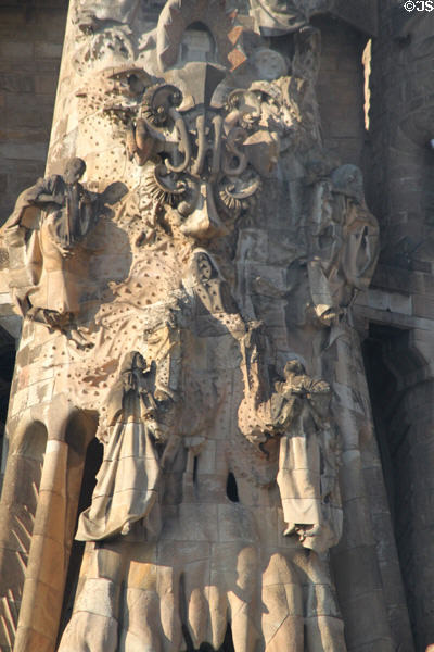 Design details of Nativity Facade at Sagrada Familia. Barcelona, Spain.