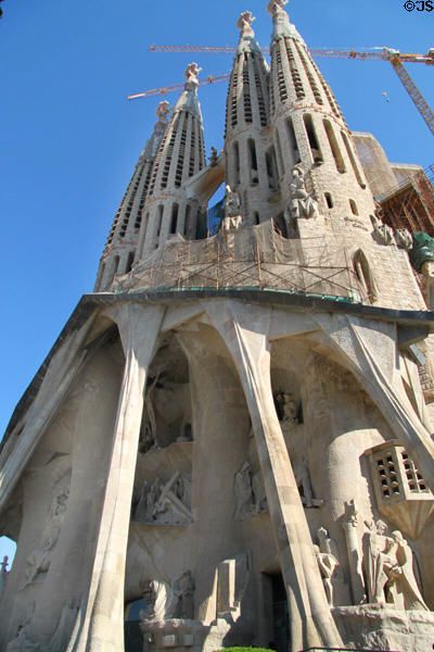 Passion Facade (started 1987) by Josep Maria Subirachs at Sagrada Familia. Barcelona, Spain.