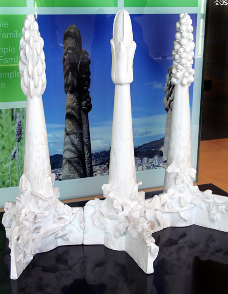 Spire variation models at Sagrada Familia. Barcelona, Spain.
