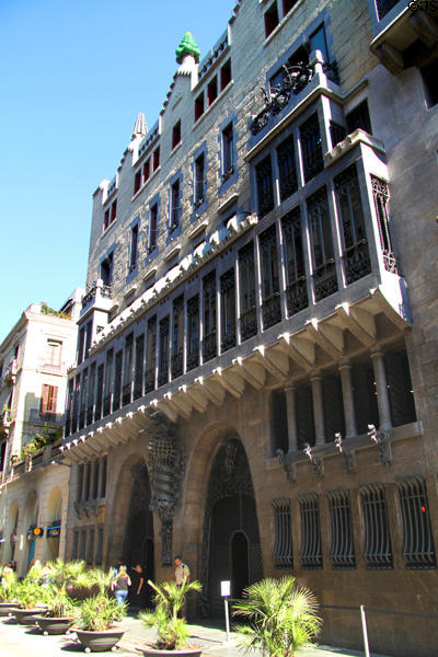 Palau Güell (1886-89) (Carrer Nou de la Rambla, 3-5) built for patron Eusebi Güell. Barcelona, Spain. Architect: Antoni Gaudí.