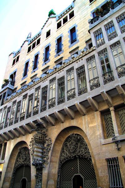 Facade of Palau Güell built by Antoni Gaudí for his patron Eusebi Güell. Barcelona, Spain.