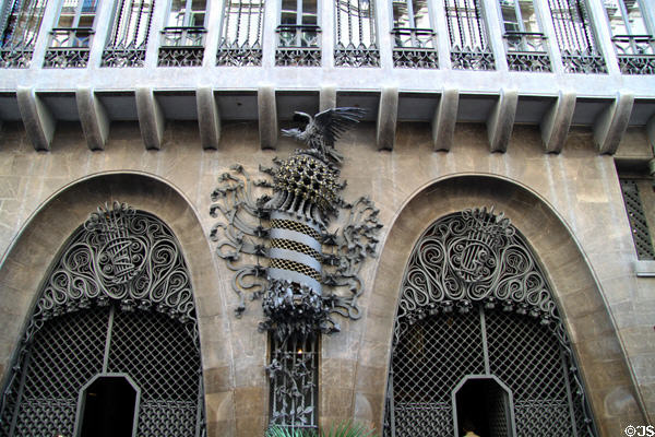 Noted parabolic doorways of Palau Güell. Barcelona, Spain.
