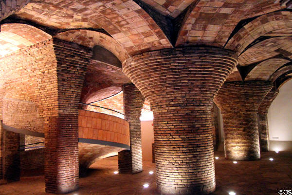 Horse stables with spiral ramp under Palau Güell. Barcelona, Spain.