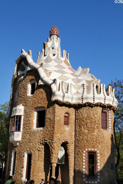 Side view of Gatekeeper's pavilion at Parc Güell. Barcelona, Spain.
