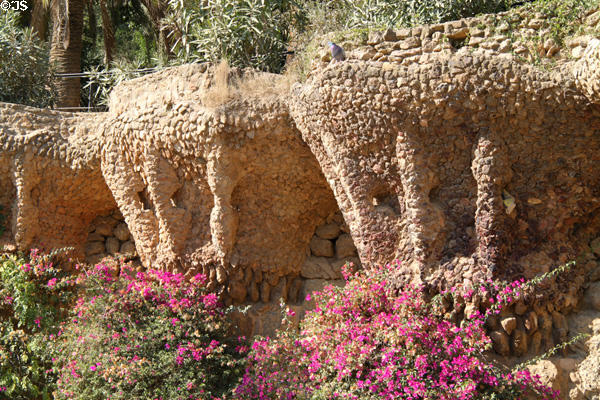 Detail of section of Viaduct in Parc Güell. Barcelona, Spain.