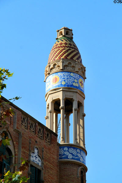 Hospital de Sant Pau Modernista tower. Barcelona, Spain.