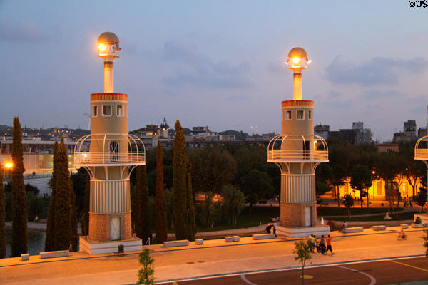 Lighting towers of Parc de l'Espanya Industrial beside Sants Railway Station. Barcelona, Spain.