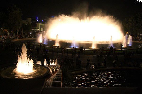 Cascades & Magic Fountain on Montjuïc at night. Barcelona, Spain.