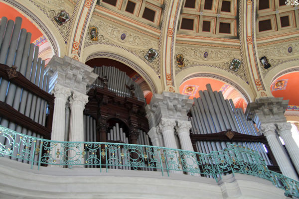 Organ in oval room of Palau Nacional. Barcelona, Spain.