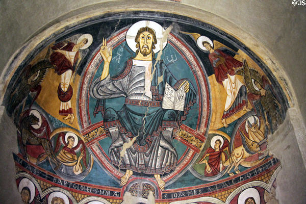 Fresco from church of Sant Climent de Taüll (12thC) at Museu Nacional d'Art de Catalunya. Barcelona, Spain.