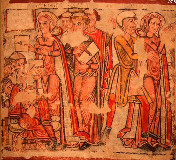 Arrest of St Catherine painting (13thC) from Cathedral of Urgell at Museu Nacional d'Art de Catalunya. Barcelona, Spain.