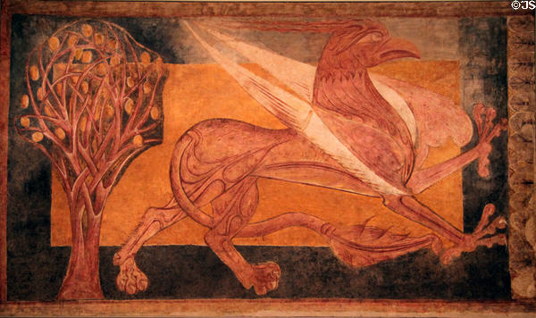Griffin painting (13thC) from monastery of St Peter of Arlanza at Museu Nacional d'Art de Catalunya. Barcelona, Spain.