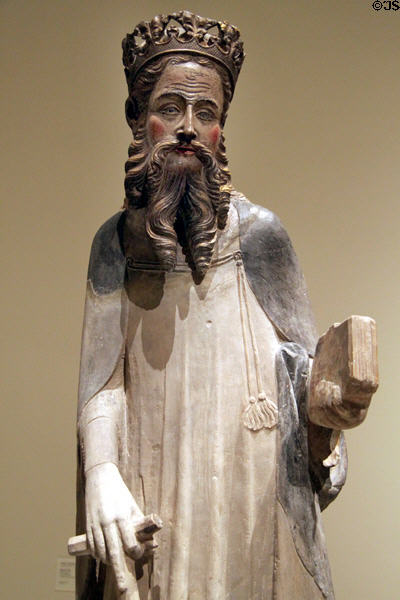 Carving of St Anthony Abbot (c1350) by Jaume Cascalls at Museu Nacional d'Art de Catalunya. Barcelona, Spain.