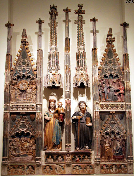 Altarpiece of Mary with St Anthony Abbot (c1378-90) from Catalunya at Museu Nacional d'Art de Catalunya. Barcelona, Spain.