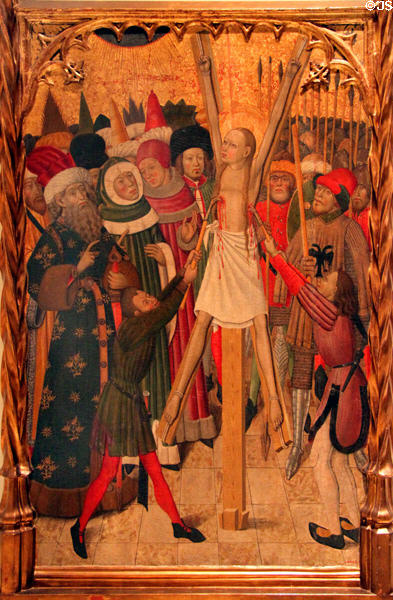 Martyrdom of St Eulalia painting (c1442-45) by Bernat Martorell at Museu Nacional d'Art de Catalunya. Barcelona, Spain.