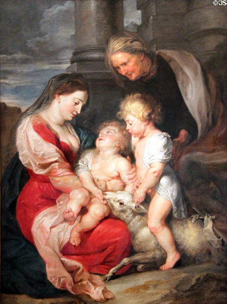 Mary, Christ, John the Baptist & St Isabel painting (c1618) by Peter Paul Rubens at Museu Nacional d'Art de Catalunya. Barcelona, Spain.