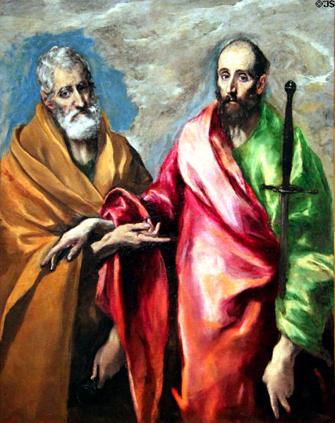 St Peter & St Paul painting (1590-9) by El Greco at Museu Nacional d'Art de Catalunya. Barcelona, Spain.