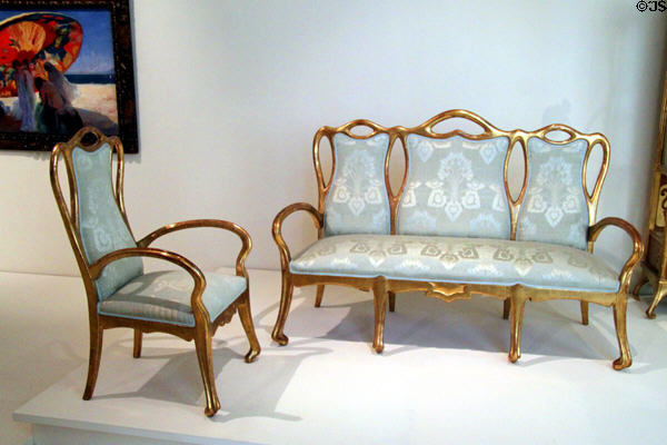 Modernista chair & sofa (1907) by Joan Busquets at Museu Nacional d'Art de Catalunya. Barcelona, Spain.