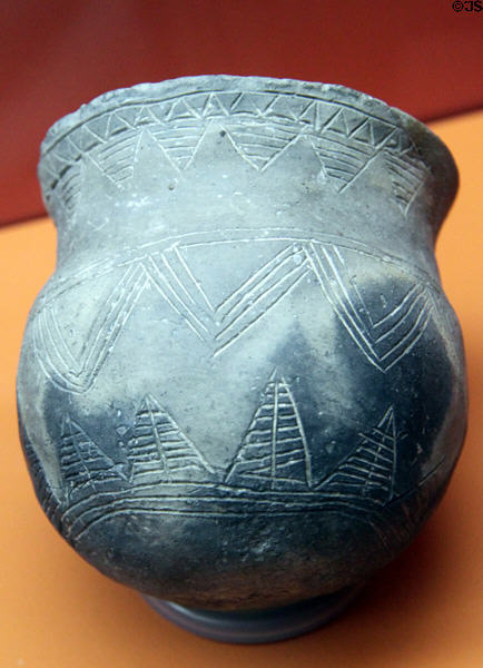 Bronze jar (2,300-1,300 BCE) from Cova Fonda de Salomó in Tarragon at Museu d'Arqueologia de Catalunya. Barcelona, Spain.