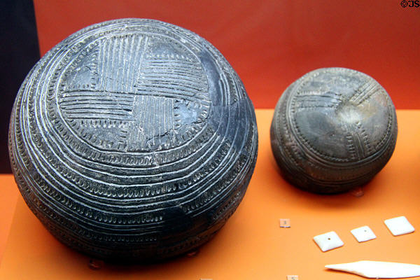 Bronze bowls (BCE) from Cova de Toralla at Museu d'Arqueologia de Catalunya. Barcelona, Spain.