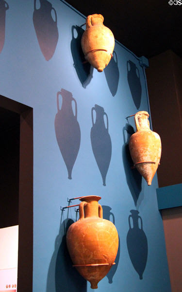 Collection of amphorae (4th-2nd C BCE) at Museu d'Arqueologia de Catalunya. Barcelona, Spain.