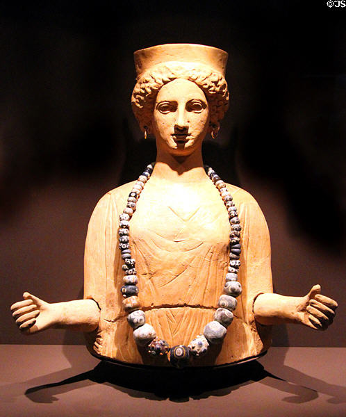 Pottery Phoenician female figure (5th-3rdC BCE) at Museu d'Arqueologia de Catalunya. Barcelona, Spain.