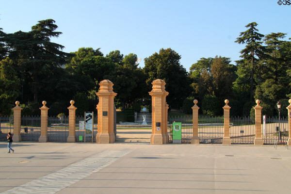 Gates of Pedralbes Park & Palau Reial. Barcelona, Spain.
