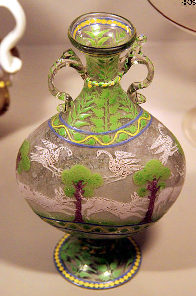 Decorative glass vase at Museum of Decorative Arts. Barcelona, Spain.