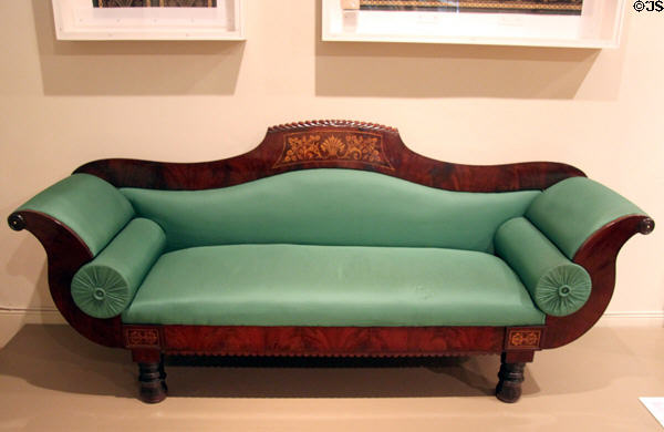 Sofa (1835-45) Catalunya restoration style at Museum of Decorative Arts. Barcelona, Spain.