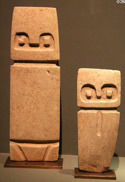 Stone owl figures (3200-1800 BCE) from Valdivia Culture, Ecuador at Barbier Mueller Precolumbian Art Museum. Barcelona, Spain.