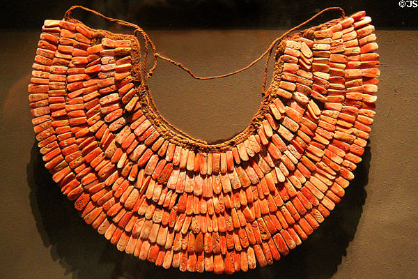 Shell necklace (100 BCE-700 CE) from Nazca Culture, Peru at Barbier Mueller Precolumbian Art Museum. Barcelona, Spain.