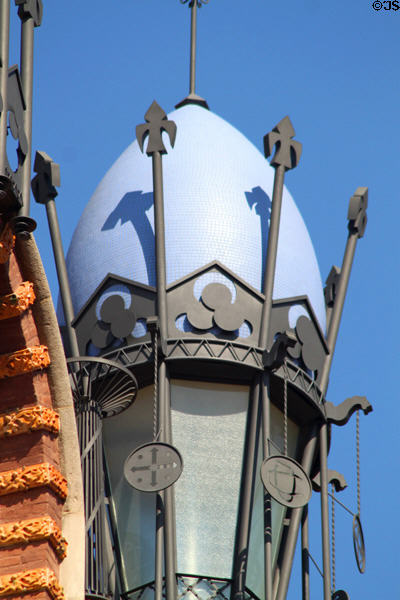Modernist lantern atop Palace of Catalan Music. Barcelona, Spain.