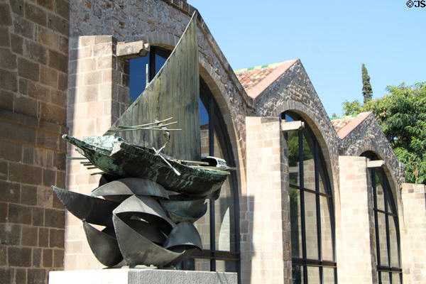 Battle of Lepanto monument outside Barcelona Maritime Museum. Barcelona, Spain.