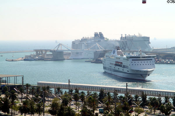 Cruise ships dock at Barcelona. Barcelona, Spain.