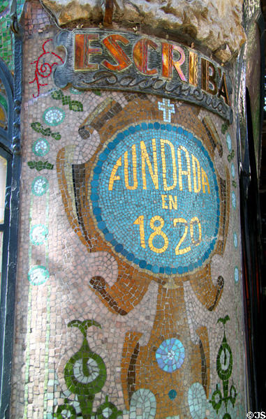 Mosaic corner of Antigua Casa Figueras. Barcelona, Spain.