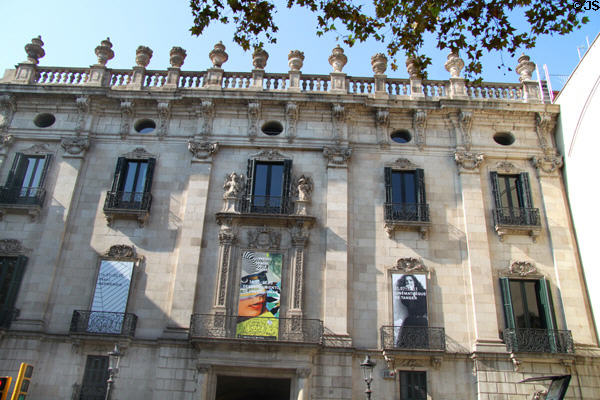 Baroque facade of Palau de la Virreina on La Rambla. Barcelona, Spain.