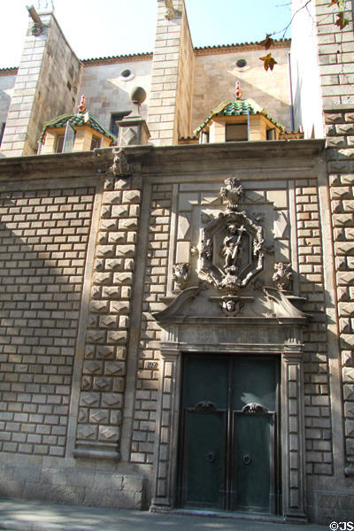 John the Baptist door of Mare de Déu de Betlem church on La Rambla. Barcelona, Spain.